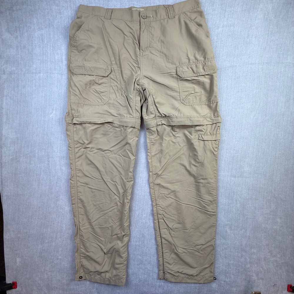 Royal Robbins Womens Convertible Zip Off Cargo Hiking‎ Pants Tan Khaki Size 14